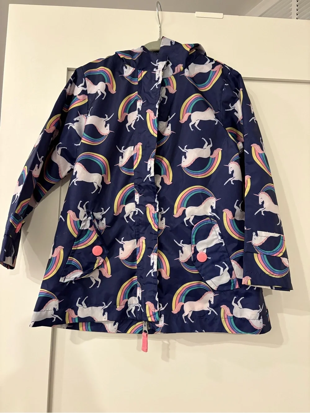 Carter's Navy Unicorn & Rainbow Hooded Raincoat